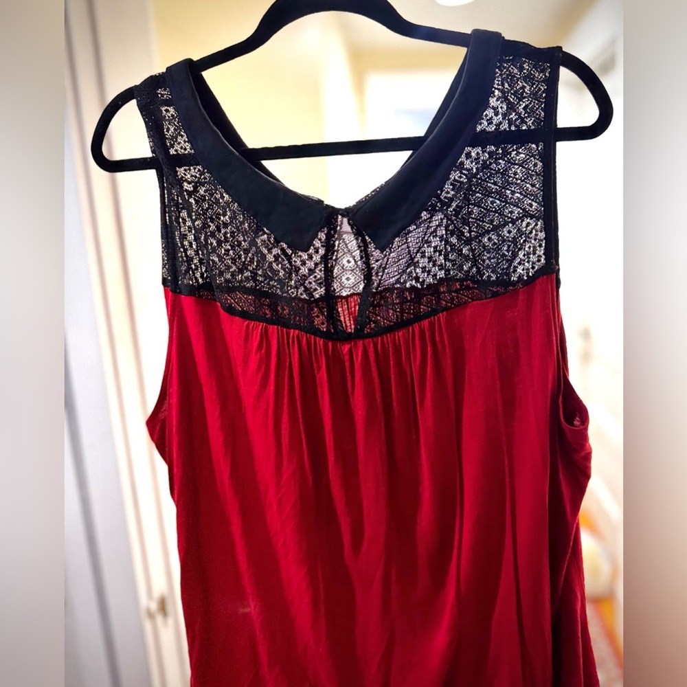 a.n.a Red and Black Lace Women's Blouse